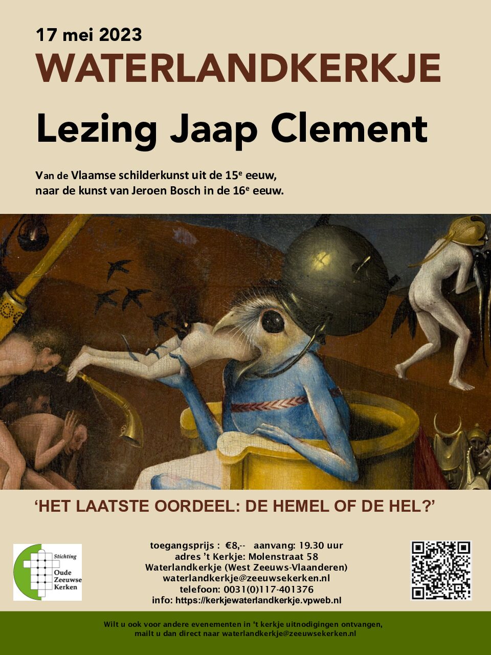 17 mei Lezing van Jaap Clement in ’t kerkje van Waterlandkerkje